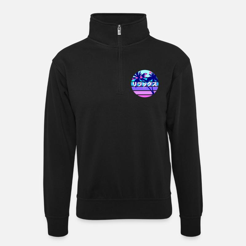 Détendez-vous Japonais Texte Soleil - Sweat col montant zippé unisexe - noir