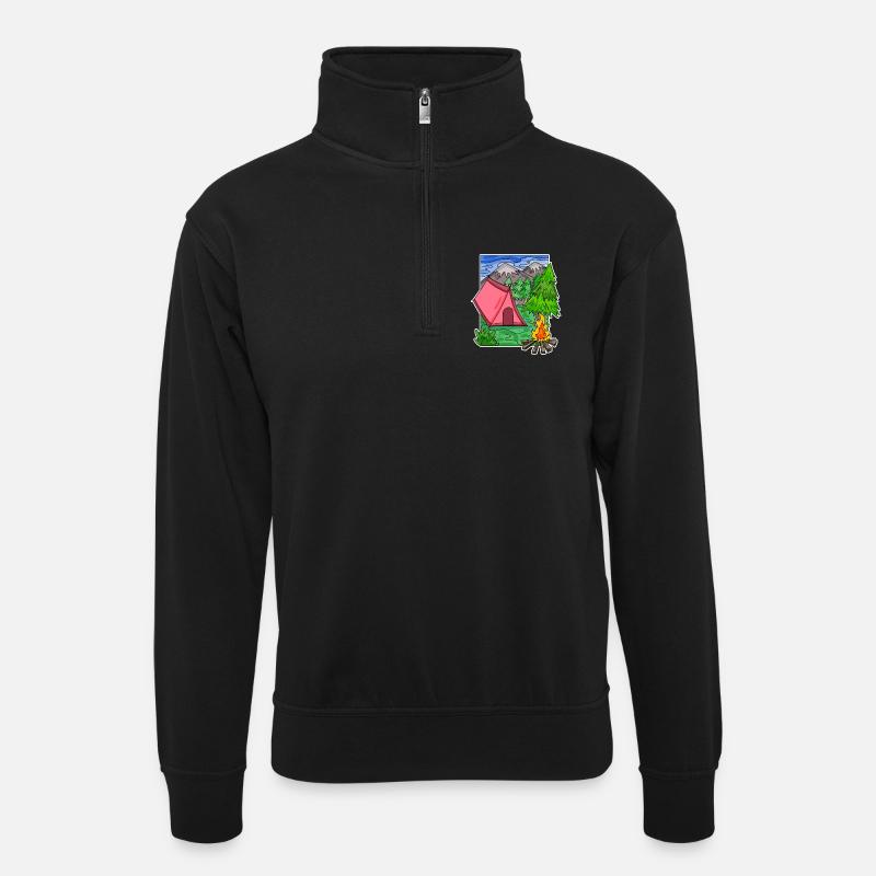 Camping Camping Motif - Sweat col montant zippé unisexe - noir