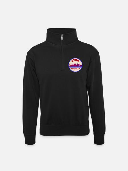 Lyon Vintage Skyline Patch - Unisex sweater with zip collar - black