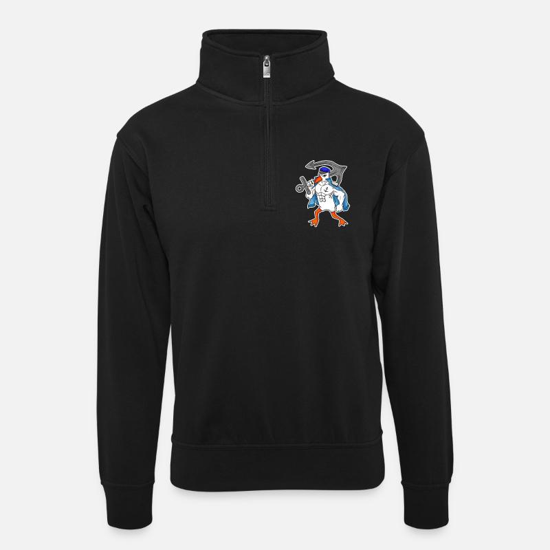 Nordsee Möwe mit Anker - Unisex Pullover mit Zip-Kragen - Schwarz