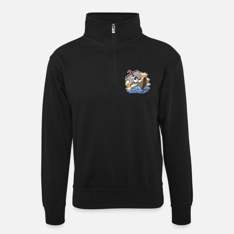 Bateau Capitaine Lapin - Sweat col montant zippé unisexe - noir