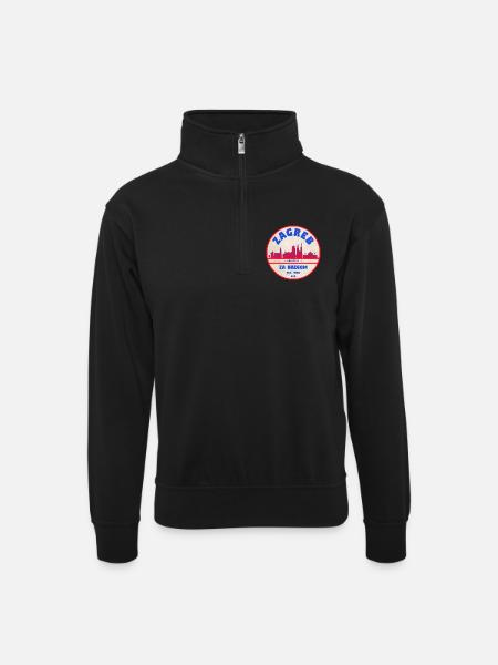 Zagreb Rundlogo Skyline Retro - Unisex Pullover mit Zip-Kragen - Schwarz