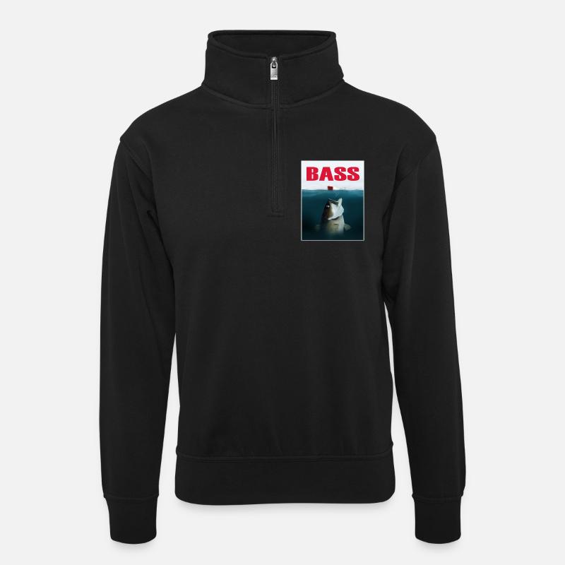 Wolfsbarsch kehrt zurück - Unisex Pullover mit Zip-Kragen - Schwarz