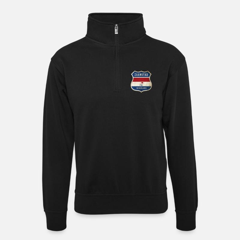 Zaanstad Niederlande Wappen Design - Unisex Pullover mit Zip-Kragen - Schwarz