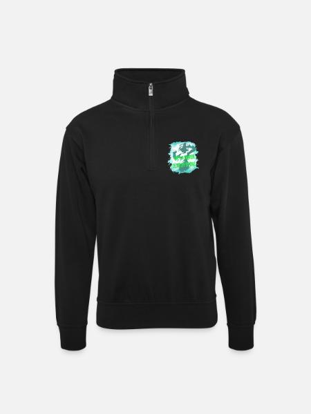 Fighter She's a fighter - Unisex sweater with zip collar - black