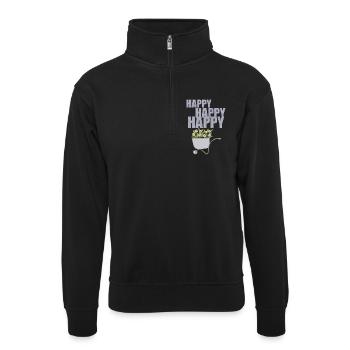 WHEELBARROWS HAPPY - Unisex sweater with zip collar - black - Front