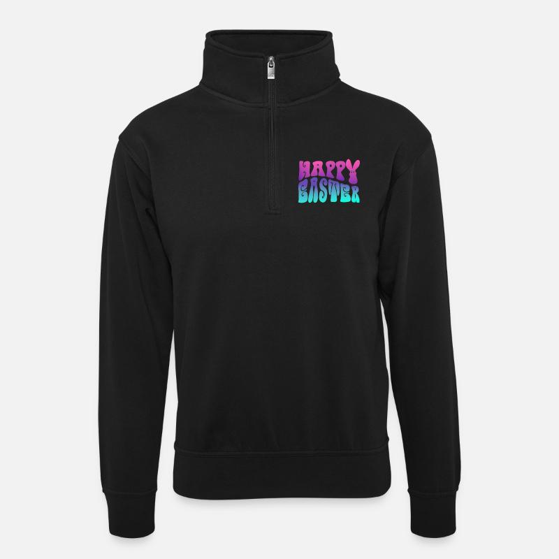 Happy Easter lettering - Unisex sweater with zip collar - black