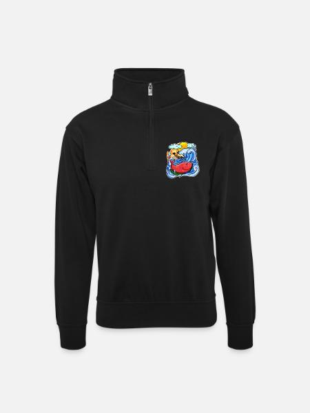 Baleine pastèque - Sweat col montant zippé unisexe - noir