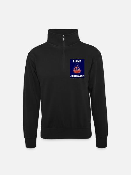 SPRING. GARDENING. RETIREMENT. SPRING. GARDEN. - Unisex sweater with zip collar - black
