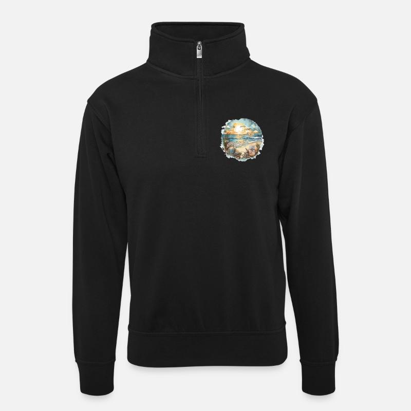 Rêve de plage - Sweat col montant zippé unisexe - noir