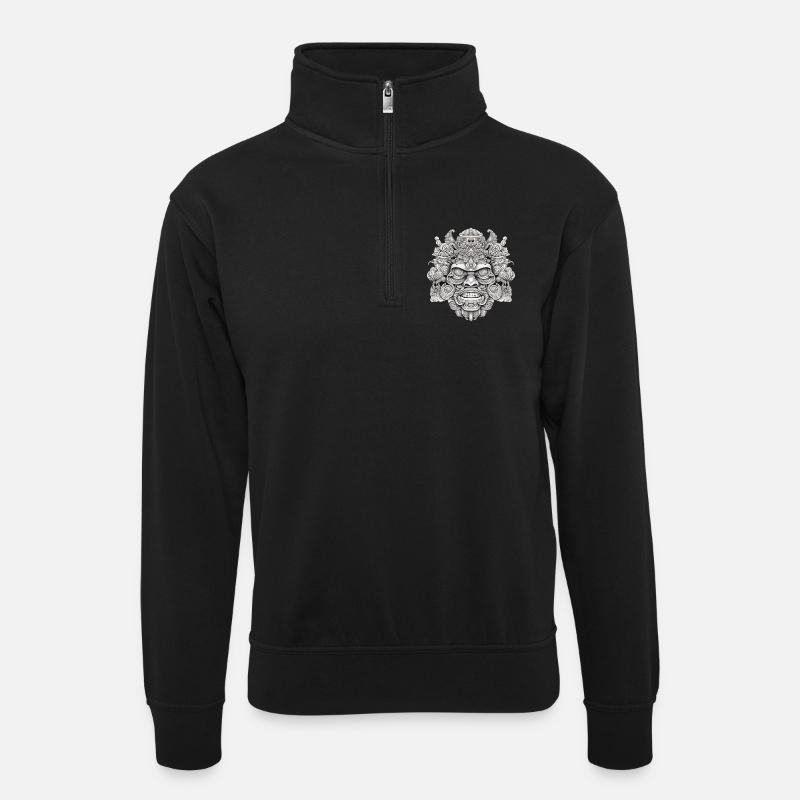 Tête psychédélique - Sweat col montant zippé unisexe - noir