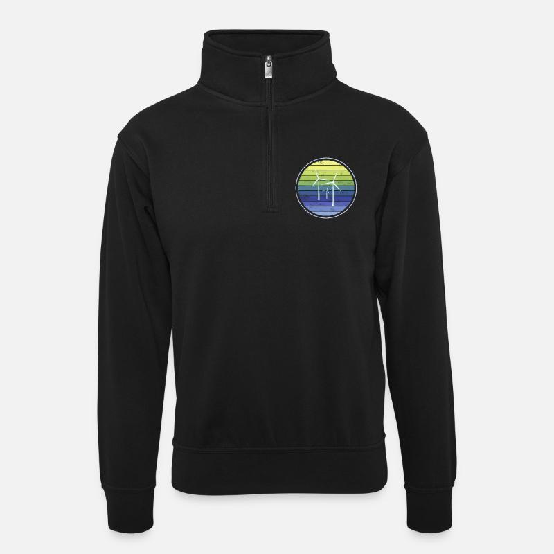 Durabilité de l’énergie éolienne - Sweat col montant zippé unisexe - noir