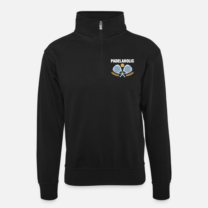 Padel Tennis Padelaholic - Unisex Pullover mit Zip-Kragen - Schwarz