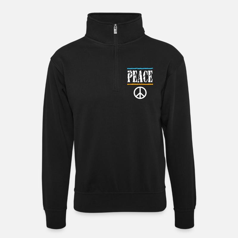 Retro Peace Vibes Tee - Unisex sweater with zip collar - black