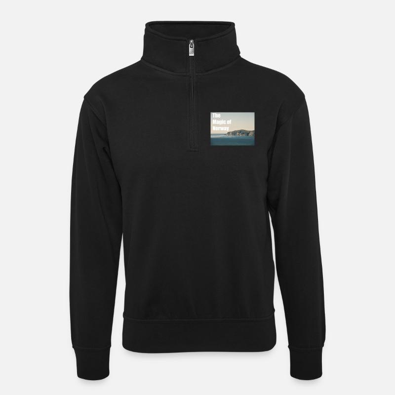 The Magic of Norway - Unisex Pullover mit Zip-Kragen - Schwarz