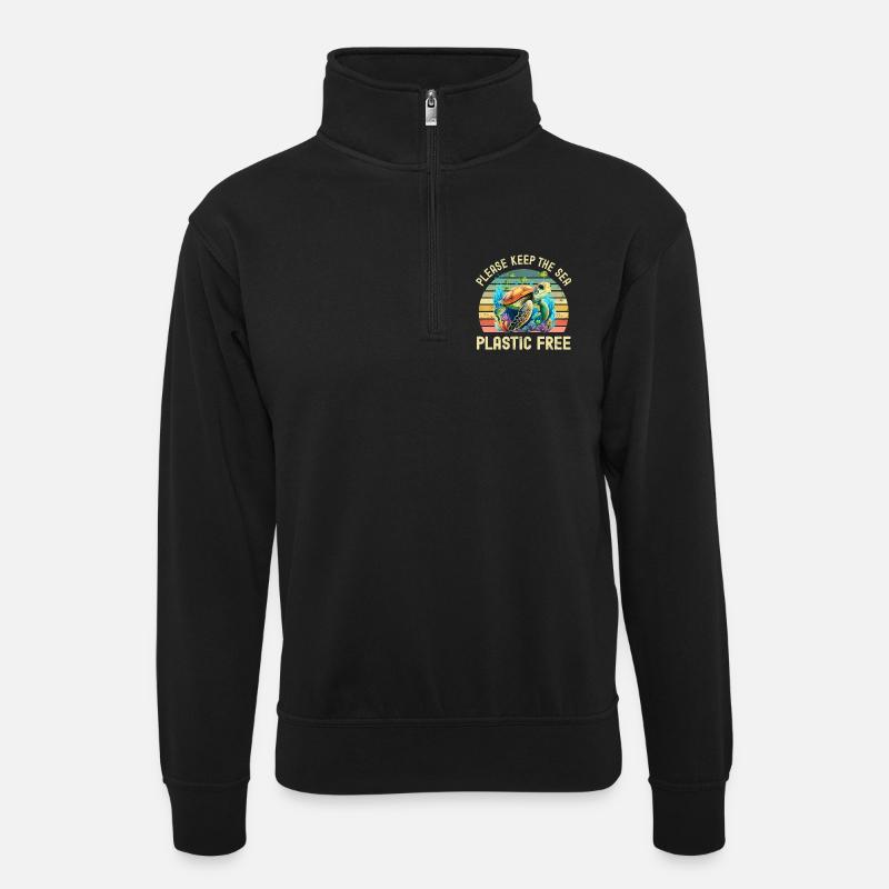 Sea Turtle Environmental Protection - Unisex sweater with zip collar - black