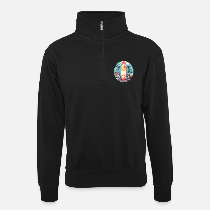 Planche de surf - Sweat col montant zippé unisexe - noir