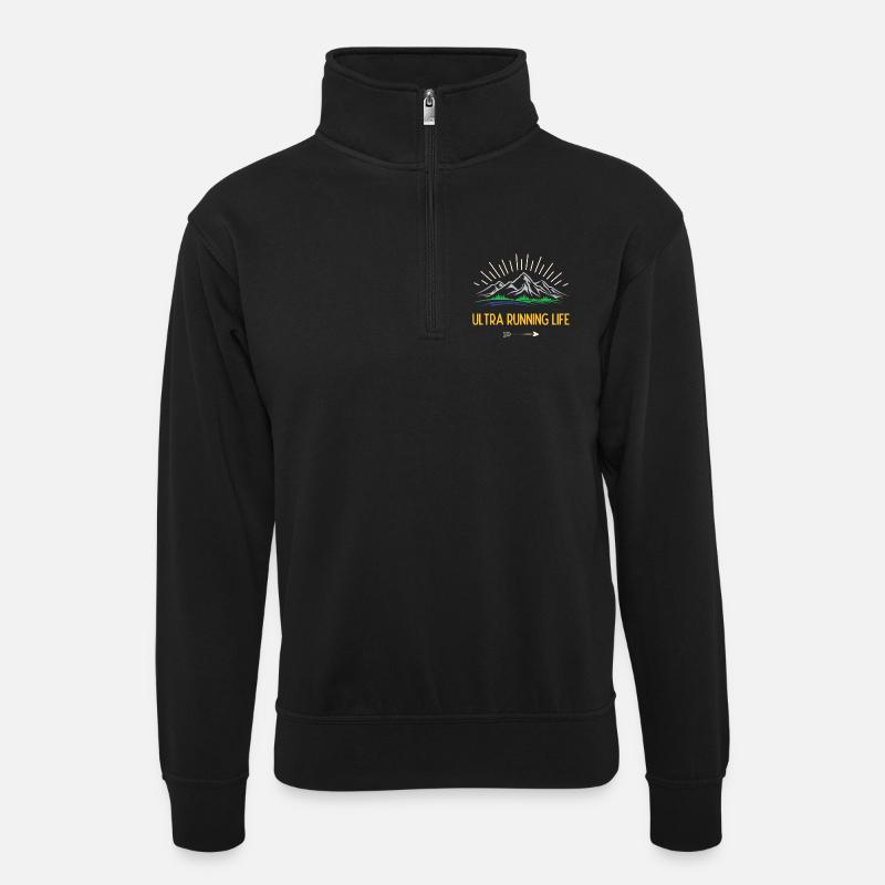 Ultra-Laufleben - Unisex Pullover mit Zip-Kragen - Schwarz