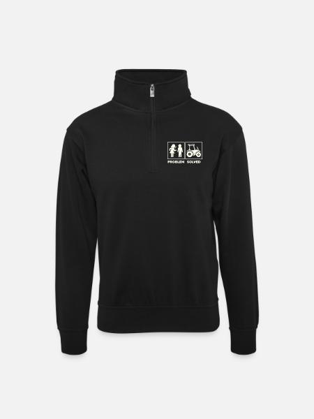 Traktor Statement Nutzfahrzeug Fahrzeug Ackerbau - Unisex Pullover mit Zip-Kragen - Schwarz