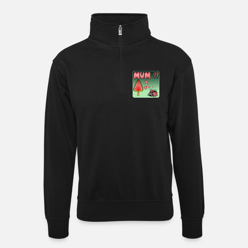 Wassermelone BUG - Unisex Pullover mit Zip-Kragen - Schwarz