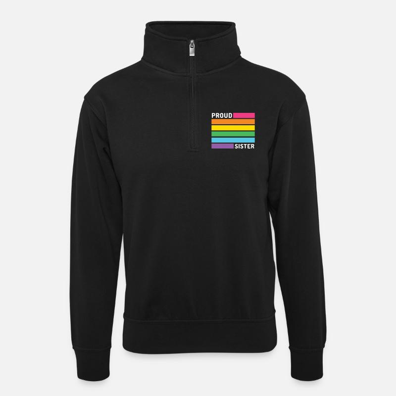 Pride Month LGBT - Stolze Schwester - Unisex Pullover mit Zip-Kragen - Schwarz