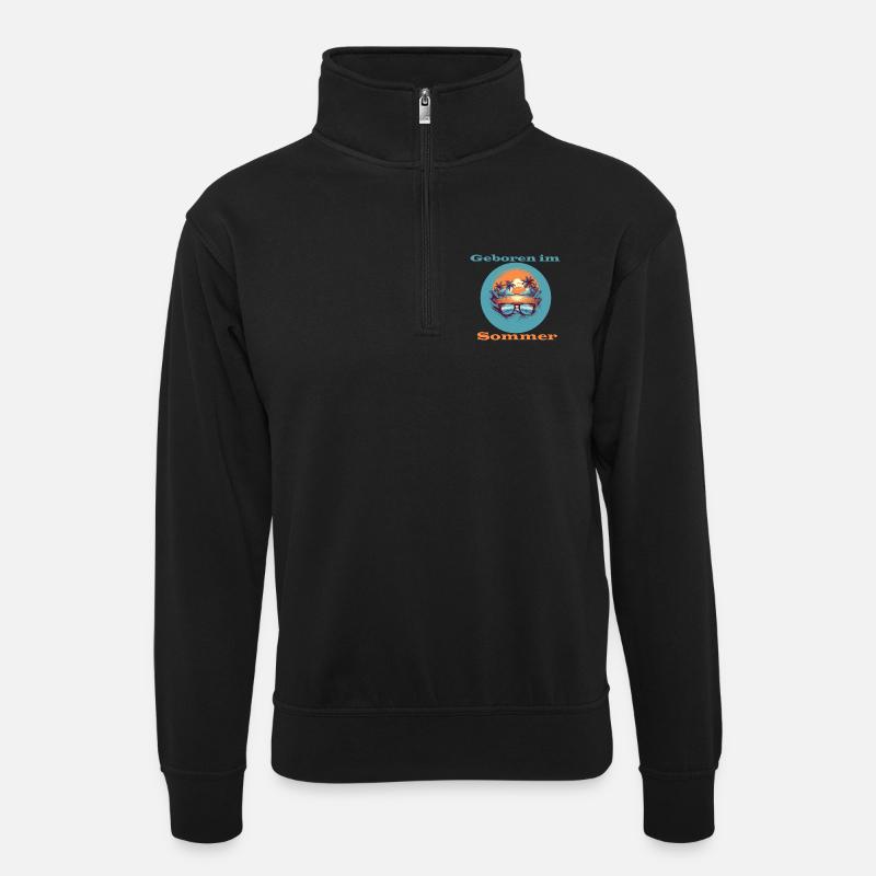 Geboren im Sommer - Unisex Pullover mit Zip-Kragen - Schwarz