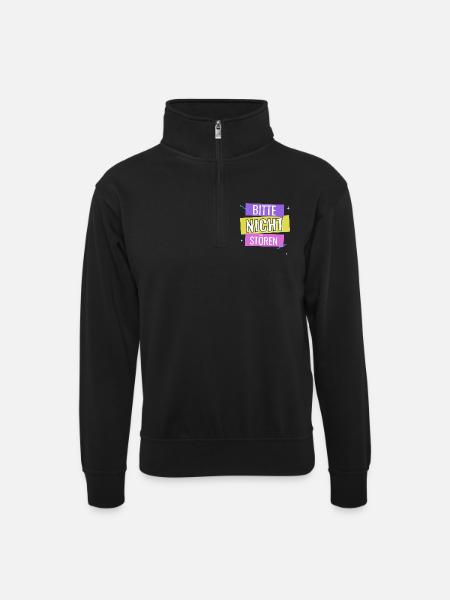 Bitte Nicht Stören - Unisex Pullover mit Zip-Kragen - Schwarz