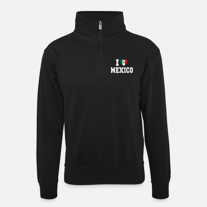 Mexico - Unisex sweater with zip collar - black