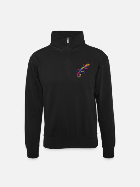 Gecko - Unisex sweater with zip collar - black