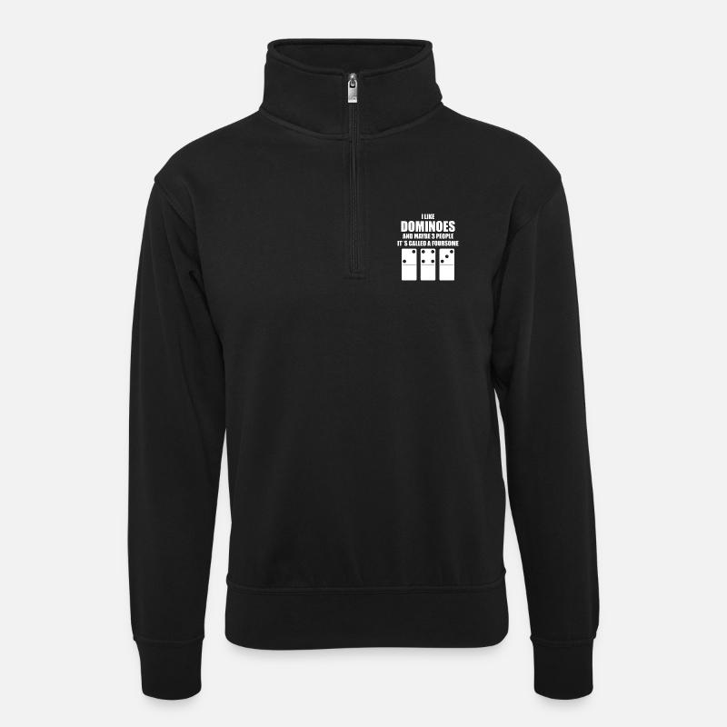 Conception de domino - Sweat col montant zippé unisexe - noir