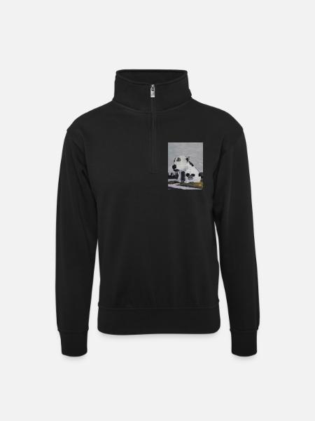 Art Dog - Unisex sweater with zip collar - black
