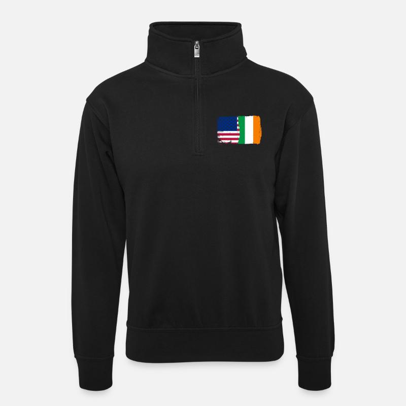 Fusion de drapeaux : étoiles et trèfle - Sweat col montant zippé unisexe - noir