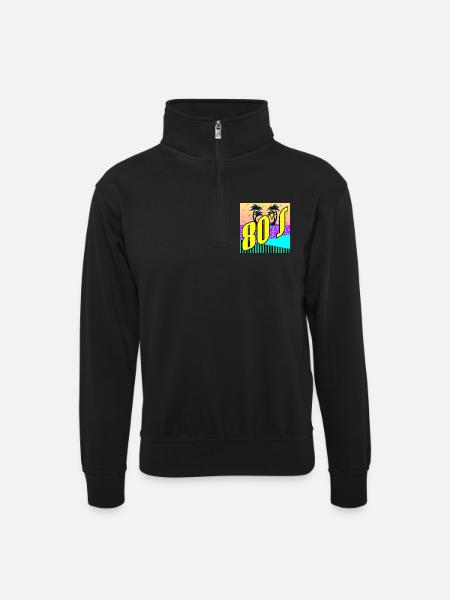 80s Party - Unisex sweater with zip collar - black
