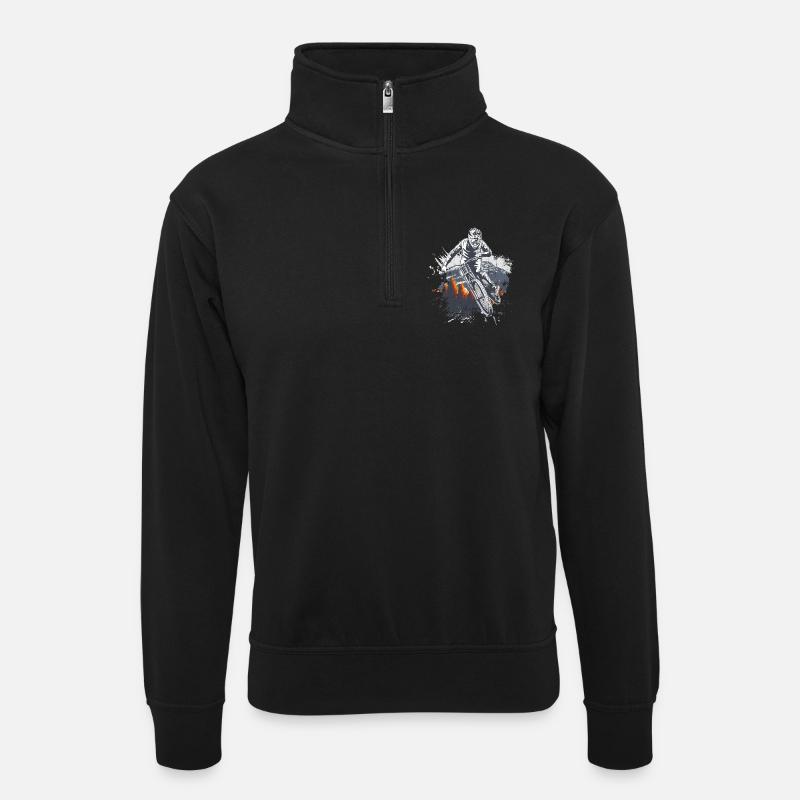 Moutain Fahrradbürste - Unisex Pullover mit Zip-Kragen - Schwarz