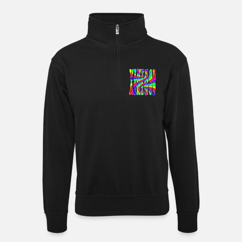 WEINLESE - Unisex Pullover mit Zip-Kragen - Schwarz