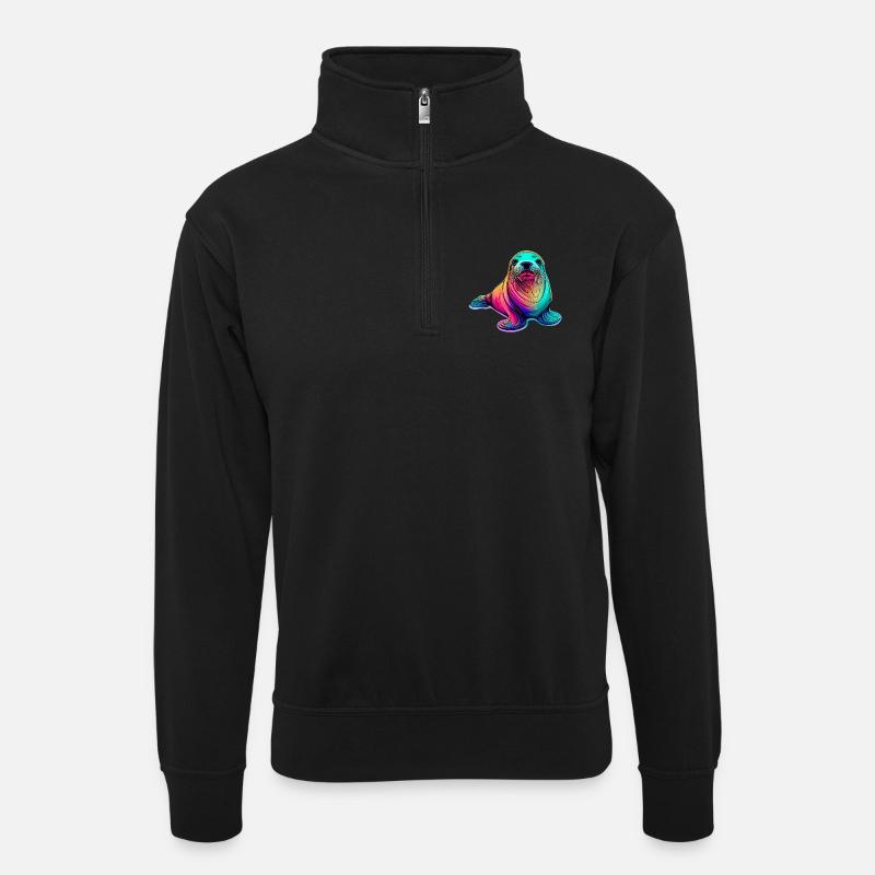 Siegel - Unisex Pullover mit Zip-Kragen - Schwarz
