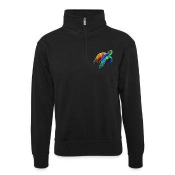 Meeresschildkröte - Unisex Pullover mit Zip-Kragen - Schwarz - Vorne