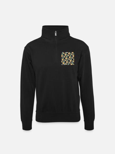 Tasty Pineapple - Unisex sweater with zip collar - black