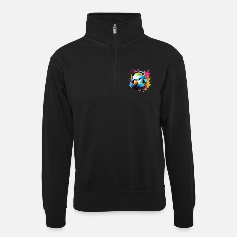 Perruche avec écouteurs Perruches Bird - Sweat col montant zippé unisexe - noir