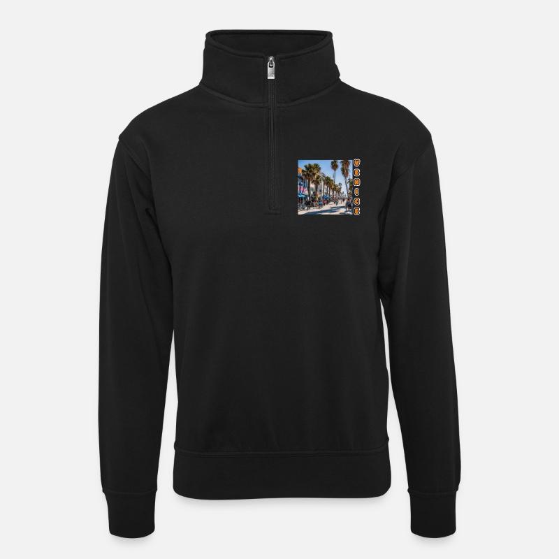 VENICE BEACH - Unisex Pullover mit Zip-Kragen - Schwarz