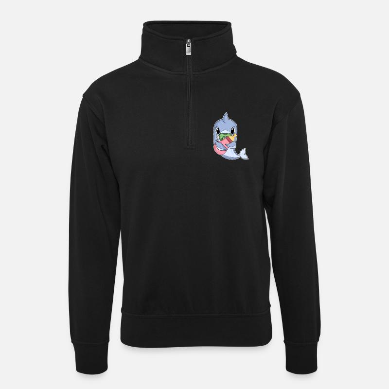 Baby Dolphin - Unisex sweater with zip collar - black