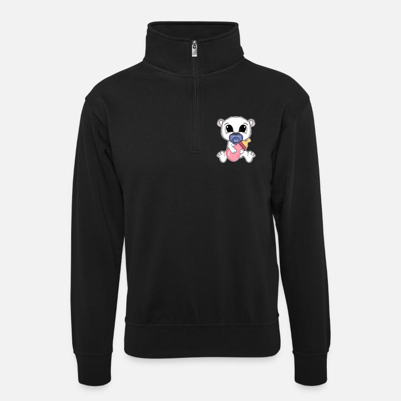 Bébé ours - Sweat col montant zippé unisexe - noir