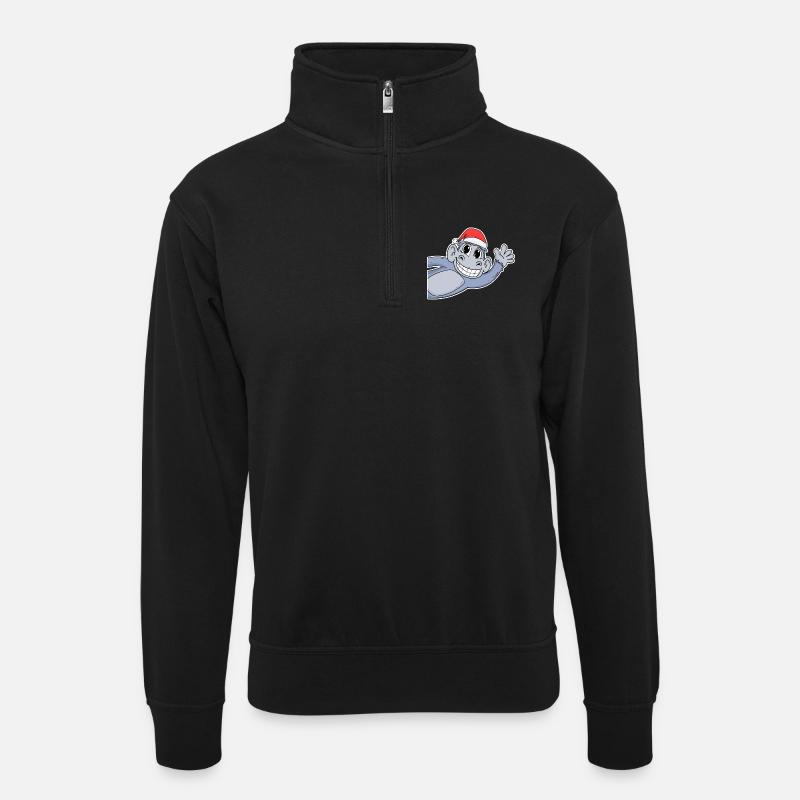Monkey Christmas - Unisex sweater with zip collar - black