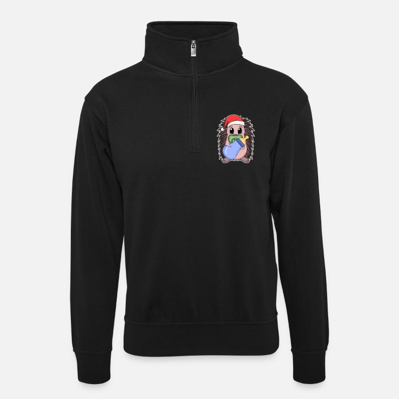 Hérisson bébé Noël - Sweat col montant zippé unisexe - noir