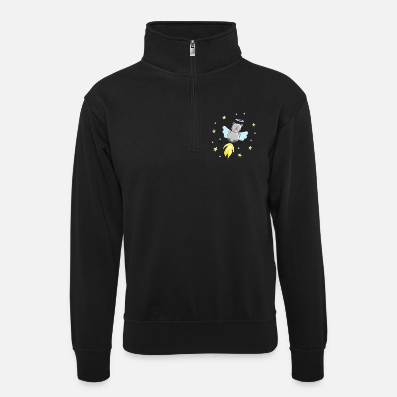 Ange - Motif mignon de chat - Sweat col montant zippé unisexe - noir