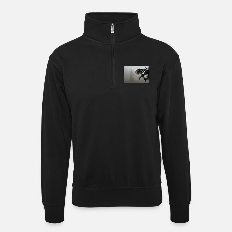 Nebelwald Zapfenzauber / Feldberg - Unisex Pullover mit Zip-Kragen - Schwarz
