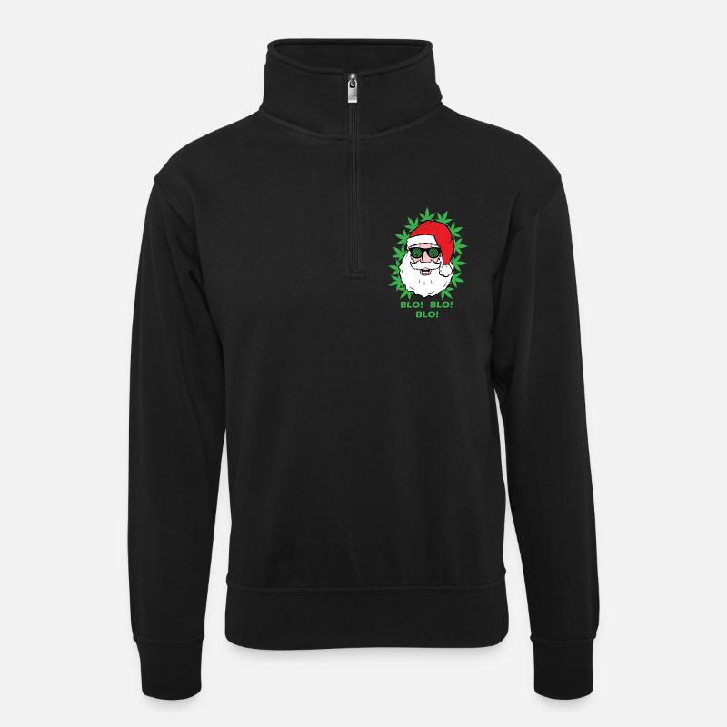 Weihnachtsmann - Blo! Blo! Blo! - Unisex Pullover mit Zip-Kragen - Schwarz