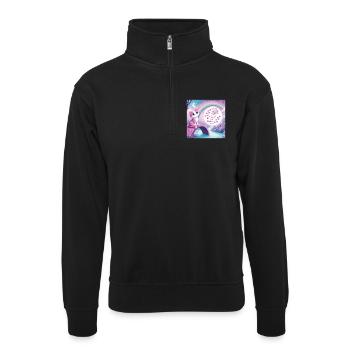 Chat avec arc-en-ciel - Sweat col montant zippé unisexe - noir - Devant