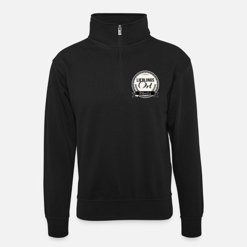 Lieblingsort Ribnitz - Unisex Pullover mit Zip-Kragen - Schwarz