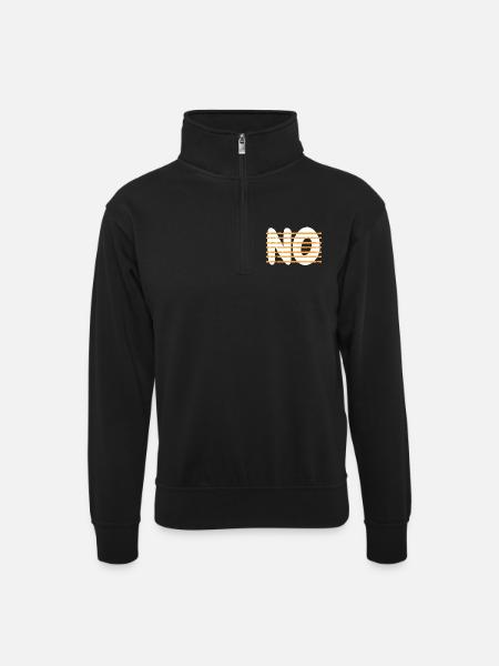 Read between the lines - Unisex sweater with zip collar - black